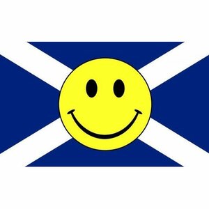 海外限定 国旗 スコットランド スマイリーフェイス ニコちゃん スマイルマーク 特大フラッグ