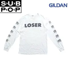 y2k SUB POP ホワイト 袖プリント LOSER 長袖Tシャツ