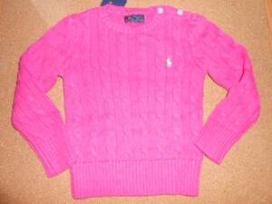 ■ラルフ■新品120cm ピンクのケーブル編みセーター