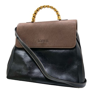 【F1836】中古 LOEWE ロエベ ベラスケス ハンドバッグ ショルダーバグ 2way 鞄 かばん ゴールド金具 茶 黒