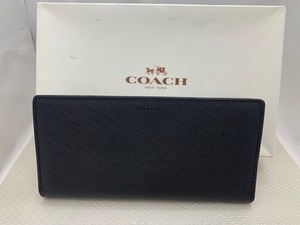 ☆1000円スタート☆　【ほぼ未使用】　COACH　コーチ　札入れ用　長財布　レザー　ブラック　◆27990