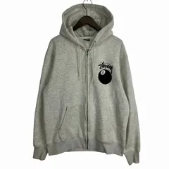 ステューシー STUSSY エイトボール パーカー ジップアップ 裏起毛 グレー XL ☆AA★