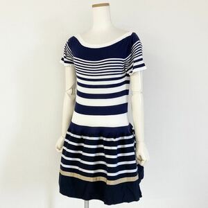 Og14 sacai luck サカイラック ボーダーニットワンピース ネイビー レディース 春夏 半袖 ドレス short one piece dress カジュアル