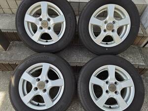 ☆残溝5.0mm程度☆2021年製☆ ヨコハマBluEarth-Es32 145/80R13　社外アルミホイール 13×4.5J +45 4H-100 4本セット 軽自動車等