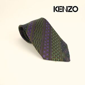 KENZO ケンゾー ネクタイ 総柄 シルク100% マルチカラー ブラウン@JG81