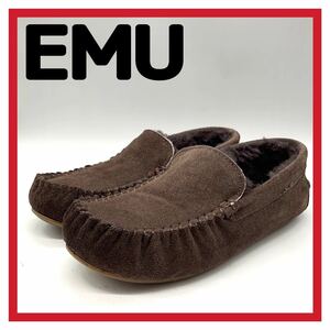 レディース EMU Australia (エミューオーストラリア) モカシンシューズ ローファー スリッポン スエード ブラウン 茶色 W8 25cm 