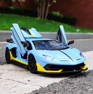 AVENTEDOR SVJ 63 ミニカー フィギュア 子供用 金属製 ラジコンカー 合金 モデル スケール 1:24 おもちゃ ブルー 青