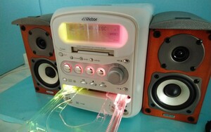 ビクターVicter　CD MDCASETTERECEIVER 2008年 ワイドFM (90～108M)受信可　　　　CA-UXKX1-H [073C0292]　オンキョースピーカーとセット