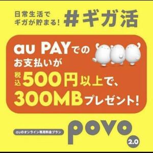 povoプロモコード 300MB 入力期限　7/5