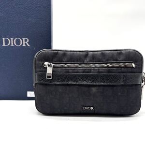 1円◆箱付き◆DIOR ディオール オブリーク ウエストポーチ ボディバッグ ショルダーバッグ キャンバス レザー ブラック 黒 メンズ