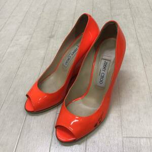 中古　劣化有　JIMMY CHOO ジミーチュウ　サンダル　エナメル　オレンジ