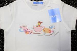 ●く　新品本物即決　100cm　ファミリア　familiar　日本製　半袖Tシャツ　コーヒーカップ　familiar印字入り　綿100%　344624