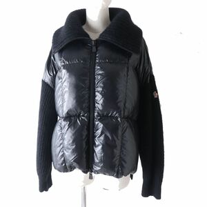 美品◎正規品 19-20AW MONCLER GRENOBLE モンクレール グルノーブル MAGLIONE レディース ニット使い ダウンジャケット 黒 XS