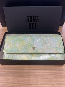 【未使用】ANNA SUIアナスイ 長財布 パピヨン バタフライ柄 がま口 グリーン エナメル 即決あり