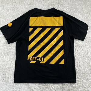 稀少 モンクレール オフホワイト Tシャツ ブラック イエロー L シリコンロゴワッペン MONCLER OFF WHITE 半袖 春夏