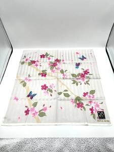 【シール付き未使用品】HANAE MORI　ハナエ モリ　ハンカチ　花　ストライプ　23×23