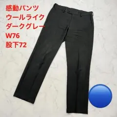 【美品】感動パンツ ウールライク ダークグレー W76股下72