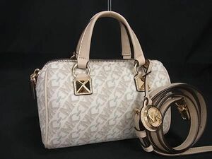 1円 ■美品■ MICHAEL KORS マイケルコース PVC 2WAY クロスボディ ショルダーバッグ ハンドバッグ 斜め掛け 肩掛け ベージュ系 FC9477