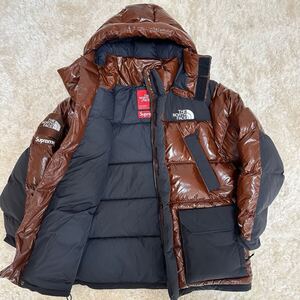 ★新品タグ付！！ 希少Ｌサイズ★THE NORTH FACE Supreme ノースフェイス シュプリーム ダウンジャケット ブラウン 700フィル 光沢感