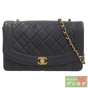 【中古】CHANEL シャネル ダイアナ シングルチェーンバッグ ショルダーバッグ 斜め掛け ブラック レザー 2番台 レディース【質屋】