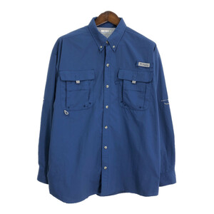 Columbia コロンビア PFG フィッシングシャツ アウトドア ブルー (メンズ L) 中古 古着 R2141