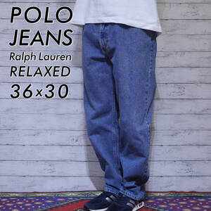 POLO JEANS ポロジーンズ W36L30 メキシコ製 ワイドステーパード ヘビーオンスデニムパンツ ジーンズ RELAXED リラックスフィット 20202749