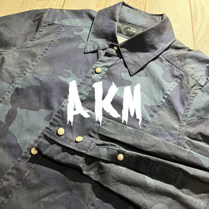 【AKM】エイケイエム ストレッチ カモフラ柄 長袖シャツ Mサイズ STRETCH SATIN CAMOPRINT shirts