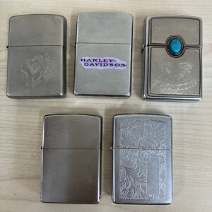 I424-T24-209 ▲ ZIPPO5点まとめ売り オイルライター 喫煙具 喫煙グッズ ハーレーダビッドソン ターコイズ ジッポ 火花〇 ③