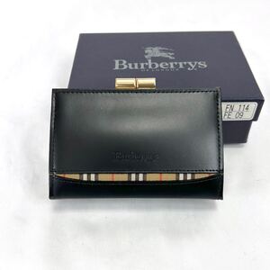 Burberrys バーバリーズ　黒　小銭入れ　コインケース　がま口　ユニセックス バーバリー　ノバチェック　ブラック　黒　ブラウン