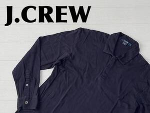 ☆送料無料☆ J.CREW ジェイクルー USA直輸入 古着 長袖 比翼仕立 無地 ポロシャツ メンズ M ダークネイビー トップス 中古 即決