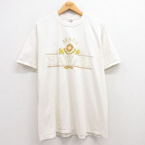 XL/古着 ジャージーズ 半袖 ビンテージ Tシャツ メンズ 90s ハワイ マウイ コットン クルーネック 生成り 24jun11 中古