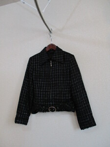 MONSANMICHELE黒×シルバーチェックジャケットスカートセット121017