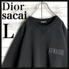 10237【美品・Lサイズ】Dior × sacai☆刺繍ロゴ切替スウェット