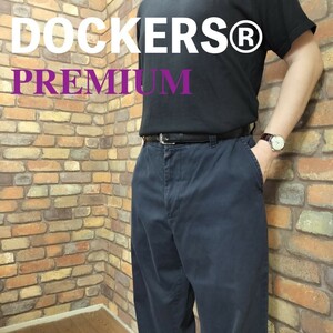 CP1-081【モデル175cm】★USA古着★正規品★【DOCKERS プレミアム】フラップポケット ワイド ワークパンツ【W38 メンズ XL】濃紺 チノパン