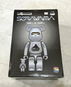 【未使用品】MEDICOM TOY BEARBRICK ベアブリック × SORAYAMA × X-LARGE【100％ & 400％】開封済 未使用品 シルバー