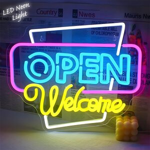 LEDネオンサイン ネオン管風 OPEN Welcome オープン ウェルカム インテリア 壁掛け ライト LED ネオンサイン 看板 サインボード NK-58