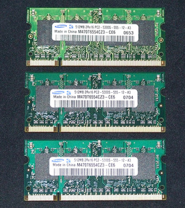 Samsung M470T6554CZ3-CE6 PC2-5300S SO 512MBx 3枚