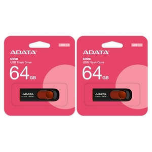 2本セット USBメモリ 64GB 5年保証 A-DATA USB2.0 スライド式 AC008-64G-RKD USB 黒