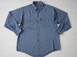 ☆送料無料☆ Dickies ディッキーズ USA直輸入 古着 長袖 70’s 70年代 ワークシャツ メンズ M グレーネイビー トップス 中古 即決