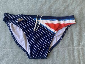 希少 イギリス製 OLD SPEEDO スピード 男子 メンズ 水着 made in Britain ブルー ホワイト ストライプ