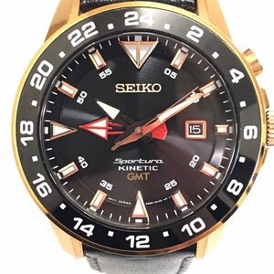 中古品 稼働品 SEIKO セイコー キネティック スポーチュラ GMT 5M85-0AA0 オートクオーツ 腕時計 社外ベルト 質屋出品