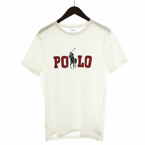 ポロ ラルフローレン POLO RALPH LAUREN カスタム スリム フィット CUSTOM SLIM FIT Tシャツ カットソー 半袖 プリント ロゴ M 白