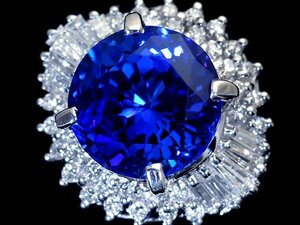 1円～【ジュエリー極】超希少宝石！大粒極上天然タンザナイト3.98ct＆上質ダイヤモンド0.51ct 超高級Pt900リング k8681ivl【送料無料】