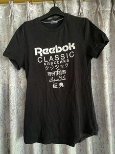 リーボック reebok アディダス 半袖 Tシャツ 古着 スポーツ adidas フィットネス 筋トレ ウェア ブラック トレーニング ロゴ 文字 黒 M