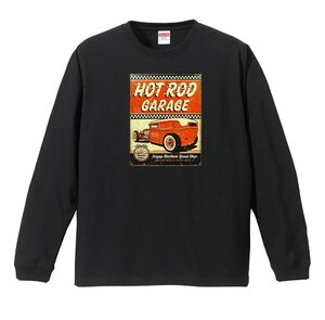 ティンサイン系 ロングTシャツ リブ付 A55 黒 ブラック (S/M/L/XL) ロンT 長袖 アメカジ ホットロッド ローライダー アメ車