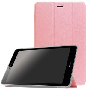 HUAWEI MediaPad T1 8.0 Firmware S8-701u 専用 三つ折クリア スマートカバー☆超薄 軽量型 スタンド機能 PUレザーケース ☆ピンク