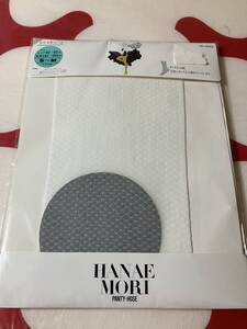 HANAE MORI panty hose テクスチャード ホワイトホワイト S-M タックネット柄 ハナエモリ パンティストッキング デザイン 白 stocking 福助