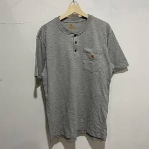 ☆送料無料☆Carhartt☆カーハート☆ヘンリーネックポケットTシャツ☆ポケT☆グレー☆メンズM☆G21ｃ