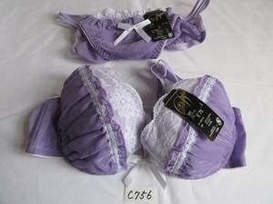 【C-756】紫レース　ブラジャーE75　ショーツL　セット　未使用