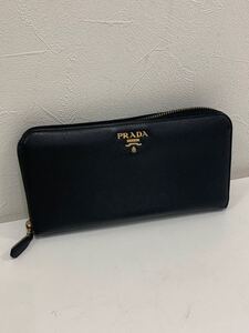 PRADA プラダ サファイアーノ ラウンドファスナー 長財布 レザー ブラック